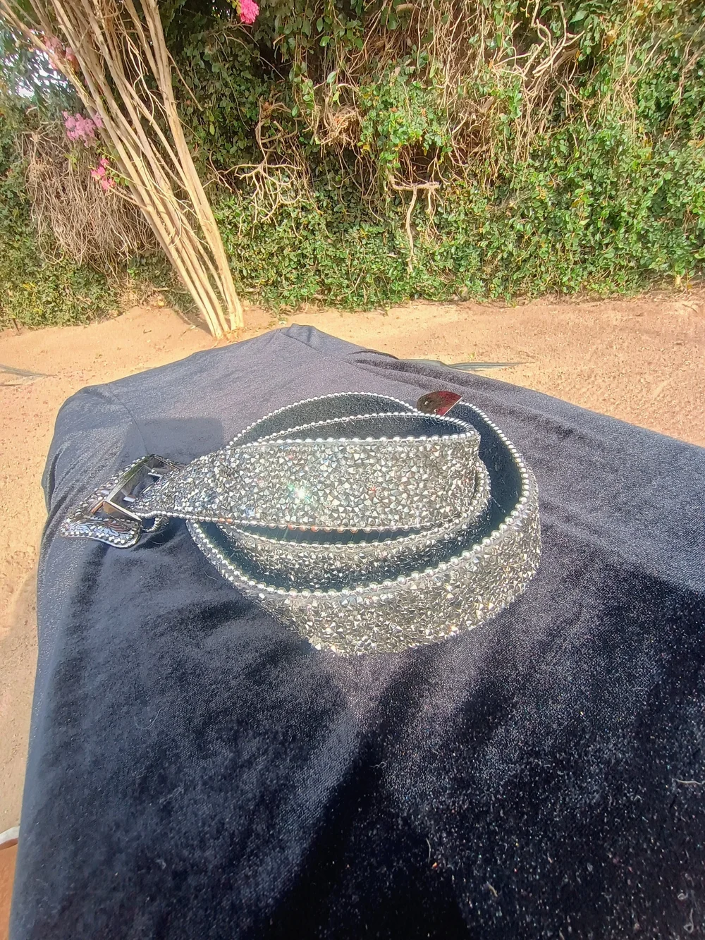 Embellished Silver Crystal Western Belt